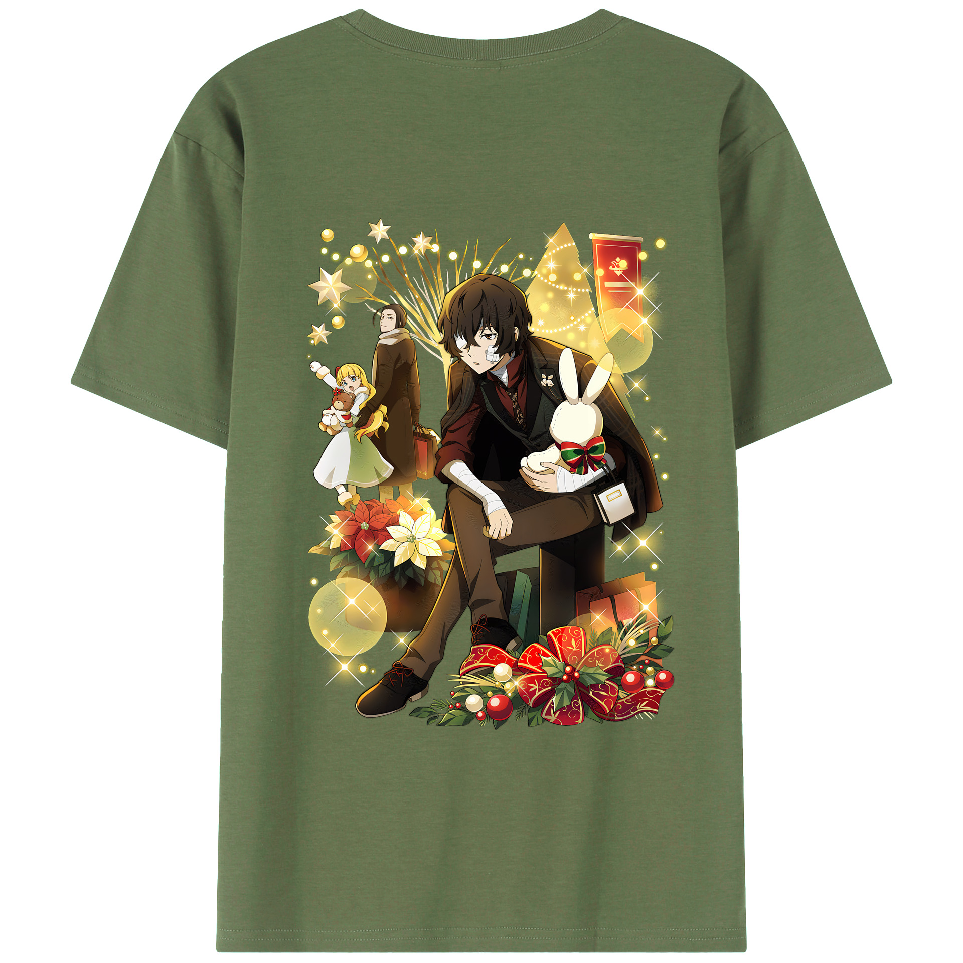 （画像用） 文豪ストレイドッグス Bungo Stray Dogs 綿100％ メンズ半袖Tシャツ（バックプリント） 通気性
